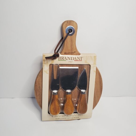 New Brandani Italy Cheese Knife Set With Acacia Cutting Board - Picture 1 of 4